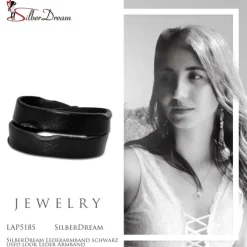 SilberDream Lederarmband schwarz used look Leder Armband LAP518S