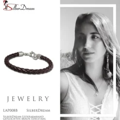 SilberDream Lederarmband geflochten braun Edelstahl Armband LAP008B