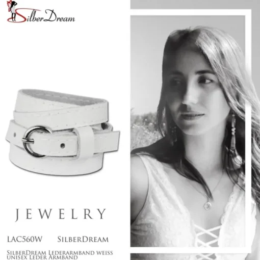 SilberDream Lederarmband weiß unisex Leder Armband LAC560W