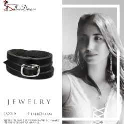 SilberDream Lederarmband schwarz Herren Leder Armband LA2219