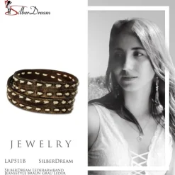 SilberDream Lederarmband Jeansstyle braun grau Leder Armband LAP511B