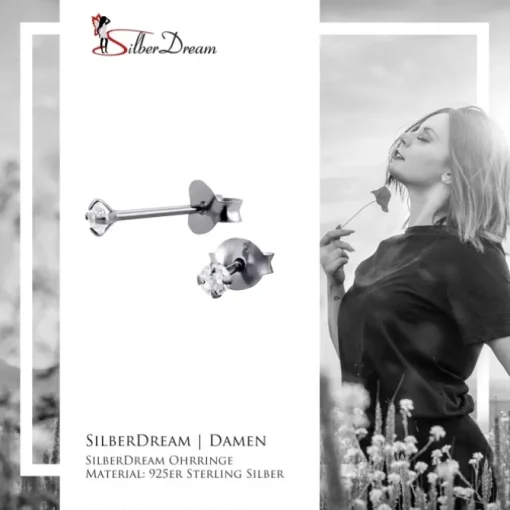 SilberDream mini Ohrstecker Zirkonia weiß 925 Silber Ohrring SDO8502W