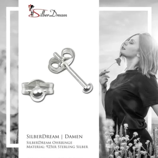SilberDream mini-Ohrstecker Halbkugel 2,5mm Silber 925 Ohrring SDO5552