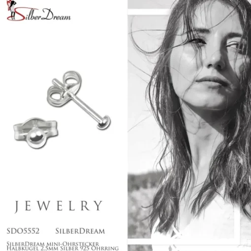 SilberDream mini-Ohrstecker Halbkugel 2,5mm Silber 925 Ohrring SDO5552