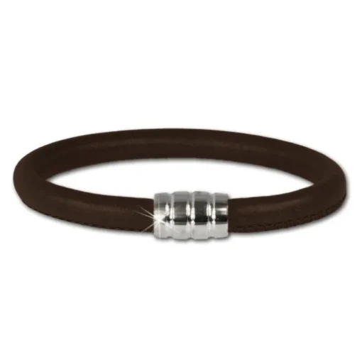 SilberDream Nappa Leder Armband braun 21cm mit 925er Verschluss LS0612