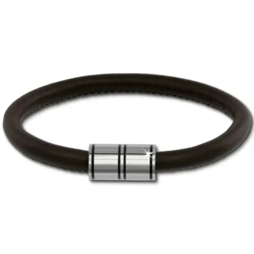 SilberDream Nappa Leder Armband braun 22cm Edelstahlverschluss LAB1122