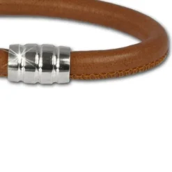 SilberDream Nappa Leder Armband cognac mit 925er Verschluss LS0642