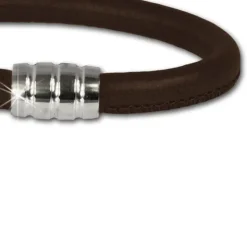 SilberDream Nappa Leder Armband braun 21cm mit 925er Verschluss LS0612