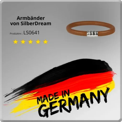 SilberDream Nappa Leder Armband cognac mit 925er Verschluss LS0641