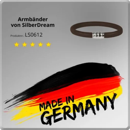 SilberDream Nappa Leder Armband braun 21cm mit 925er Verschluss LS0612