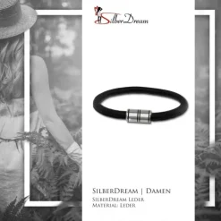 SilberDream Nappa Leder Armband schwarz 20cm Edelstahlverschluss LAB1320