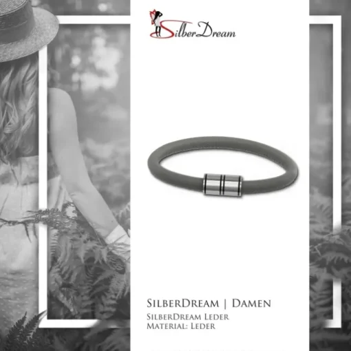 SilberDream Nappa Leder Armband grau 20cm Edelstahlverschluss LAB1020