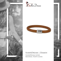 SilberDream Nappa Leder Armband cognac mit 925er Verschluss LS0642