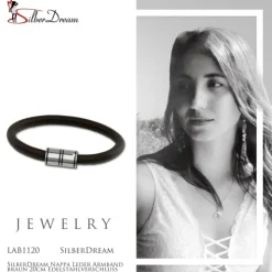 SilberDream Nappa Leder Armband braun 20cm Edelstahlverschluss LAB1120