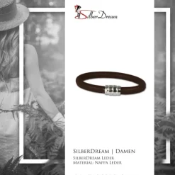 SilberDream Nappa Leder Armband braun 21cm mit 925er Verschluss LS0612