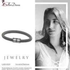 SilberDream Nappa Leder Armband grau 20cm Edelstahlverschluss LAB1020