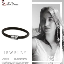 SilberDream Nappa Leder Armband braun 18cm Edelstahlverschluss LAB1118