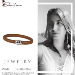 SilberDream Nappa Leder Armband cognac mit 925er Verschluss LS0642