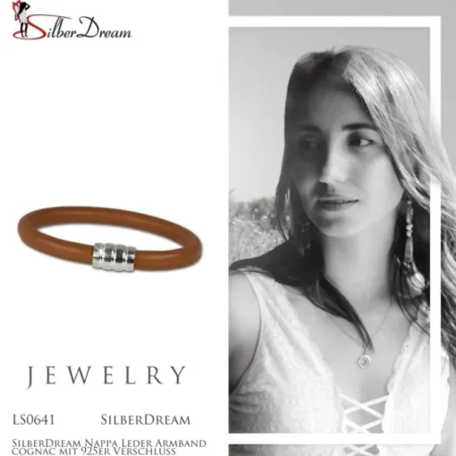 SilberDream Nappa Leder Armband cognac mit 925er Verschluss LS0641