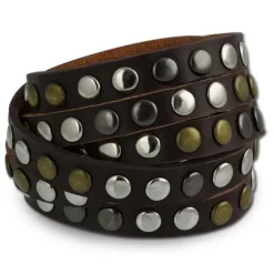 SilberDream Nieten-Lederarmband Wickeloptik braun Leder Armband LAP087B