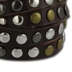 SilberDream Nieten-Lederarmband Wickeloptik braun Leder Armband LAP087B