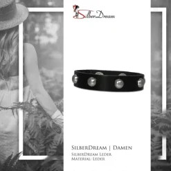 SilberDream Nieten-Lederarmband schwarz Unisex Leder Armband LAC561S