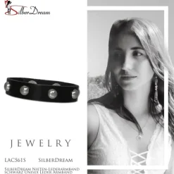 SilberDream Nieten-Lederarmband schwarz Unisex Leder Armband LAC561S