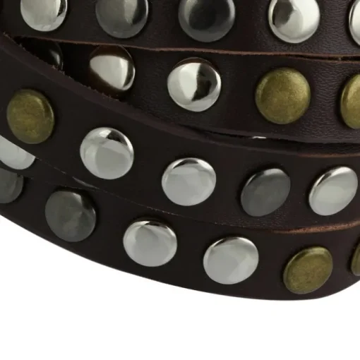SilberDream Nieten-Lederarmband Wickeloptik braun Leder Armband LAP087B
