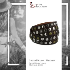 SilberDream Nieten-Lederarmband Wickeloptik braun Leder Armband LAP087B