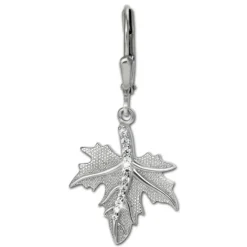 SilberDream Ohrhänger Ahornblatt Zirkonia weiß 925 Silber Ohrring SDO4425W
