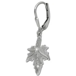 SilberDream Ohrhänger Ahornblatt Zirkonia weiß 925 Silber Ohrring SDO4425W