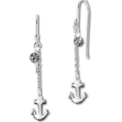 SilberDream Ohrhänger Anker Zirkonia weiß 925 Silber Damen Ohrring SDO8811W