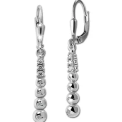 SilberDream Ohrhänger Balls Zirkonia weiß 925 Silber Damen Ohrring SDO4440W