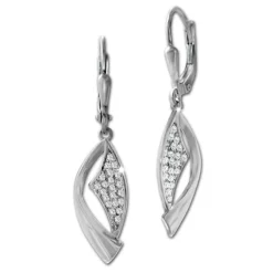 SilberDream Ohrhänger Banner Zirkonia weiß 925 Sterling Silber Damen SDO4377W