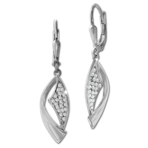 SilberDream Ohrhänger Banner Zirkonia weiß 925 Sterling Silber Damen SDO4377W
