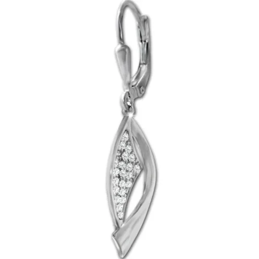 SilberDream Ohrhänger Banner Zirkonia weiß 925 Sterling Silber Damen SDO4377W