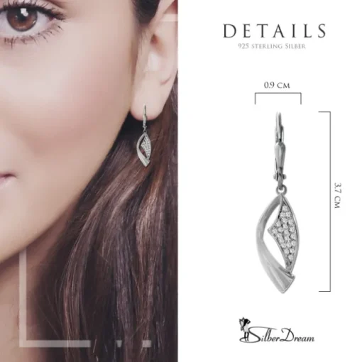 SilberDream Ohrhänger Banner Zirkonia weiß 925 Sterling Silber Damen SDO4377W