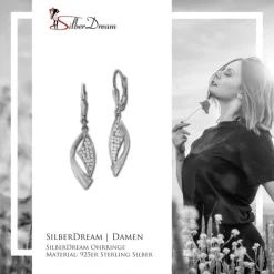 SilberDream Ohrhänger Banner Zirkonia weiß 925 Sterling Silber Damen SDO4377W