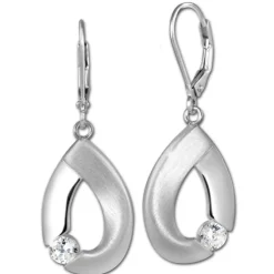 SilberDream Ohrhänger Big Zirkonia weiß 925 Silber Ohrring SDO4290W