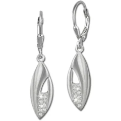 SilberDream Ohrhänger Blatt Zirkonia weiß 925 Silber Damen Ohrring SDO355M