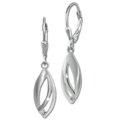 SilberDream Ohrhänger Blatt Zirkonia weiß 925 Sterling Silber Damen SDO4394W