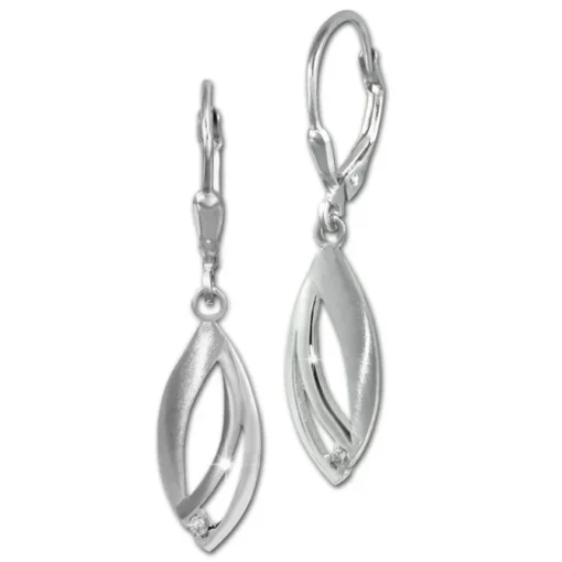 SilberDream Ohrhänger Blatt Zirkonia weiß 925 Sterling Silber Damen SDO4394W