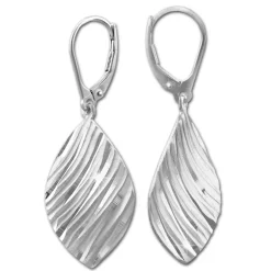 SilberDream Ohrhänger Blatt diamantiert 925er Silber Damen Ohrring SDO4320J
