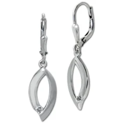 SilberDream Ohrhänger Blatt Zirkonia weiß 925 Sterling Silber Damen SDO4380W