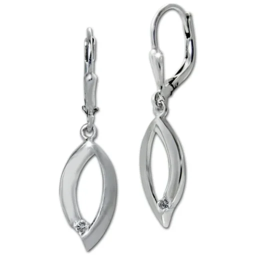 SilberDream Ohrhänger Blatt Zirkonia weiß 925 Sterling Silber Damen SDO4380W