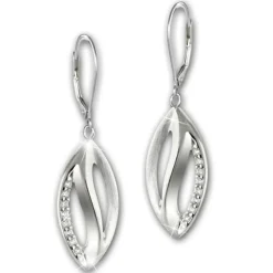 SilberDream Ohrhänger Blatt Zirkonia 925er Sterling Silber Damen SDO4348W