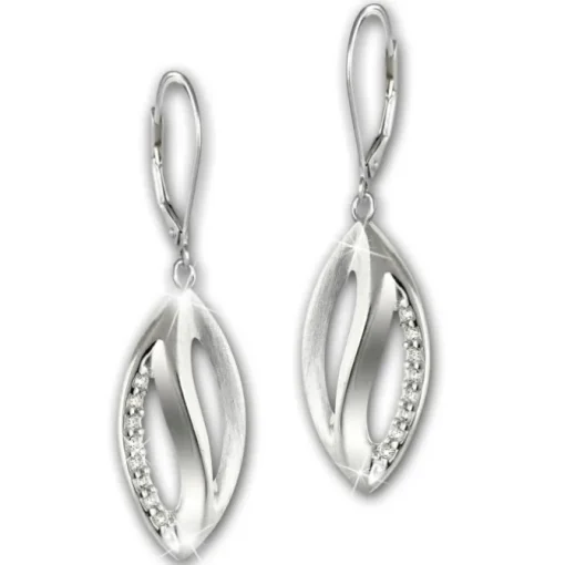 SilberDream Ohrhänger Blatt Zirkonia 925er Sterling Silber Damen SDO4348W