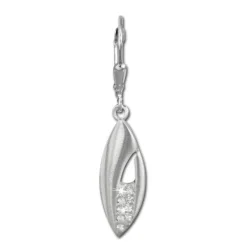 SilberDream Ohrhänger Blatt Zirkonia weiß 925 Silber Damen Ohrring SDO355M