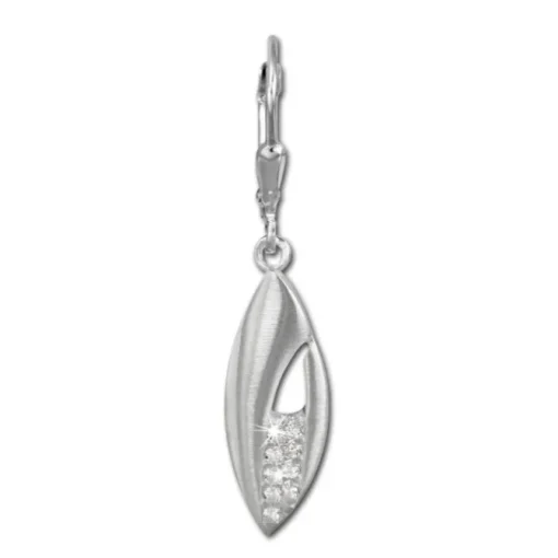 SilberDream Ohrhänger Blatt Zirkonia weiß 925 Silber Damen Ohrring SDO355M