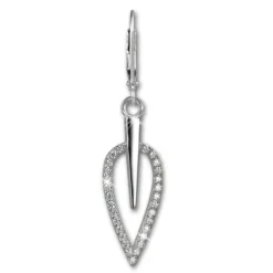 SilberDream Ohrhänger Blatt Zirkonia weiß 925 Silber Ohrring SDO4285W